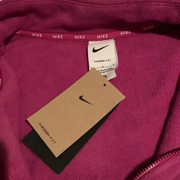 Nike One Therma-FIT Oversized 1/2 Zip Fleece Med Pink Women's/Magenta Sweatshirt - Picture 4 of 8
